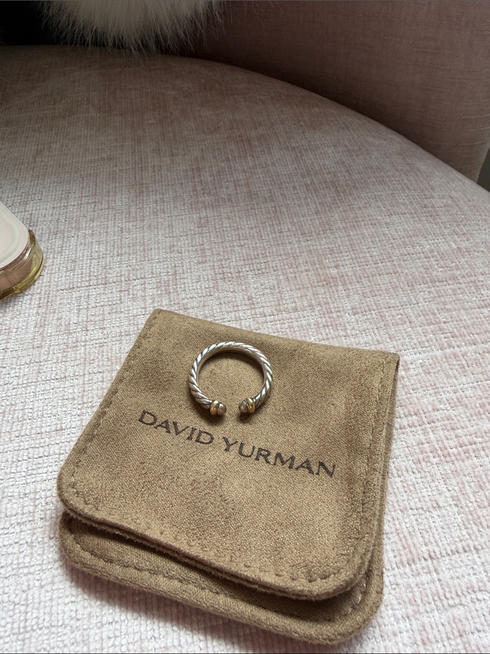 David Yurman Petite Cable Open Ring in Silver and Yellow Gold - Picture 3 of 7